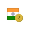 Indian money and flag flat icon