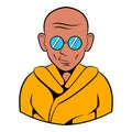 Indian monk in sunglasses icon cartoon