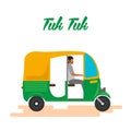 Indian motor rickshaw car. Indian tuk tuk. Vector illustration. Royalty Free Stock Photo