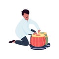 Indian musician play tabla drums flat color vector faceless character Royalty Free Stock Photo