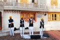 Indian musicians playing local instruments in Golden Temple in Amritsar. India