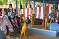 Indian mythology showing Navagraha and their vehicles, Saturn, Rahu and Mangal graha, Neelkantheshwar Temple, Panshet