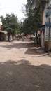 Indian narrow street with rough road