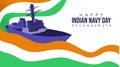 indian navy day banner template vector on white background