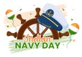 Indian Navy Day Vector Illustration on December 4 with Fighter Ships for People Military Army Saluting Appreciating Soldiers