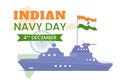 Indian Navy Day Vector Illustration on December 4 with Fighter Ships for People Military Army Saluting Appreciating Soldiers