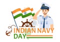 Indian Navy Day Vector Illustration on December 4 with Fighter Ships for People Military Army Saluting Appreciating Soldiers