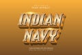 Indian navy editable text effect 3 dimension emboss modern style