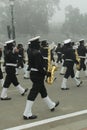 Indian Navy soldier's contingent marches during the Republic day rehearsal at Rajpath, New Delhi.