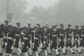 Indian Navy soldier's contingent marches during the Republic day rehearsal at Rajpath, New Delhi.