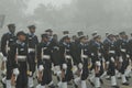 Indian Navy soldier's contingent marches during the Republic day rehearsal at Rajpath, New Delhi.