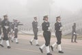 Indian Navy soldier's contingent marches during the Republic day rehearsal at Rajpath, New Delhi.