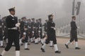 Indian Navy soldier's contingent marches during the Republic day rehearsal at Rajpath, New Delhi.
