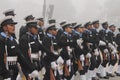 Indian Navy soldier's contingent marches during the Republic day rehearsal at Rajpath, New Delhi.