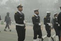 Indian Navy soldier's contingent marches during the Republic day rehearsal at Rajpath, New Delhi.