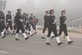 Indian Navy soldier's contingent marches during the Republic day rehearsal at Rajpath, New Delhi.