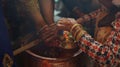 Indian and Nepali wedding, a ceremony of washing feet in India and Nepal