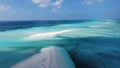 Indian Ocean. View from above. View of the sandbar in the ocean.