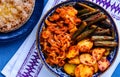 Indian okra curry and flat bread Royalty Free Stock Photo