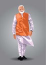 Indian old man walking look like indian prime minister narendra modi