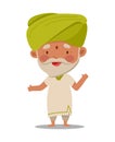 Indian older man grandpa is cute and funny. Vector illustration in a flat cartoon style