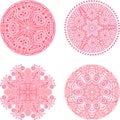 Indian ornament, kaleidoscopic floral pattern, mandala. Set of f Royalty Free Stock Photo