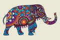 Indian ornate elephant colored illistration