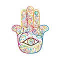 Indian ornate hand Hamsa, symbol.