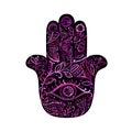 Indian ornate hand Hamsa, symbol.