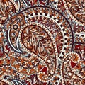 Indian paisley seamless vector pattern. Fabrik background. Royalty Free Stock Photo