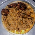 Indian Pakistani food chick fry with rice chick pea lunch dinner spicy