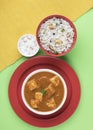 Indian Paneer curry and jeera rice Royalty Free Stock Photo