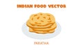 Indian Paratha - Indian flatbread Paratha flat vector illustration. Paratha clipart cartoon. Asian food. Indian cuisine Royalty Free Stock Photo