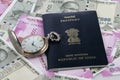 Indian Passport, New Rupee Currency and Antique Watch