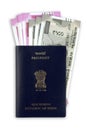 Indian Passport with New Rupee Currency Notes Royalty Free Stock Photo