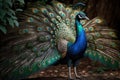 Beautiful Colorful Indian Peafowl Toucan Full Body In Forest. Colorful and Vibrant Animal. Royalty Free Stock Photo