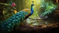 The Indian Peafowl Majestic Peacock in natural habitat