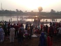 INDIAN PEOPLE CELEBRATING CHHAT PUJA