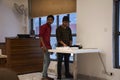 Indian people cooking food breakfast for guest and travelers in dining room of restaurant of hotel resort in New Delhi, India