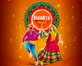 Indian people dancing Garba dance for Dandiya Disco Night event on Navratri Dussehra festival of India Royalty Free Stock Photo