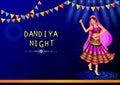 Indian people dancing Garba dance for Dandiya Disco Night event on Navratri Dussehra festival of India