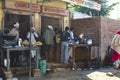 Indian people eating street food in Jaipur, Rajasthan, India