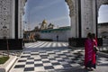 Indian people and foreign travelers travel at Sri Bangla Sahib Gurudwara or Sikh gurdwara temple worship in New Delhi, India Royalty Free Stock Photo