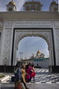 Indian people and foreign travelers travel at Sri Bangla Sahib Gurudwara or Sikh gurdwara temple worship in New Delhi, India