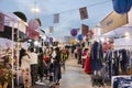Indian people and foreigner travelers travel visit and shopping at thai festival street night market in New Delhi, India