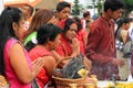 Indian people praying on Sacred lake celebrating New Year, Mauritius