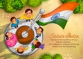 Indian people saluting flag of India with pride