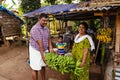 Indian people selling bananas on local bazar in Kochi Royalty Free Stock Photo