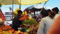 Indian people and travelers foreigner walking travel visit and sale buy product in Leh main bazaar at Leh Ladakh city on July 1, 2