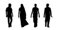 Indian people walking silhouettes set 5